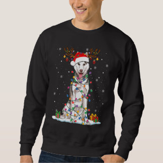 Husky Christmas Reindeer Christmas Lights Pajama Sweatshirt