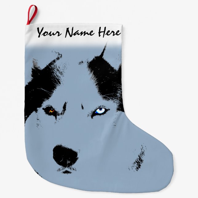 Husky Christmas Stocking Personalized Dog Stocking (Front)