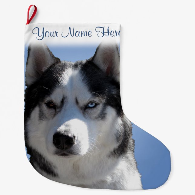 Husky Christmas Stocking Personalized Dog Stocking (Front)