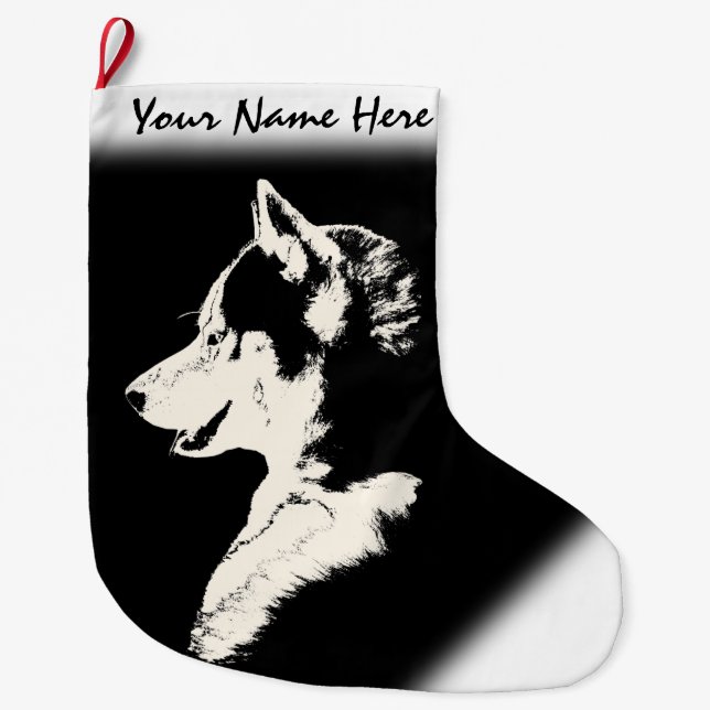 Husky Christmas Stocking Personalized Dog Stocking (Front)
