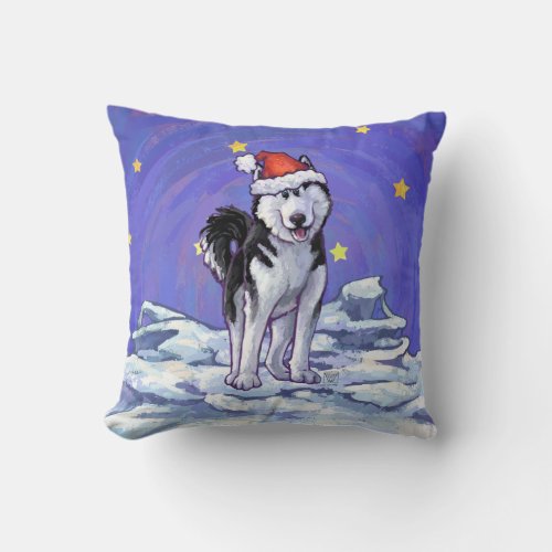 Husky Christmas Throw Pillow