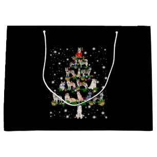 Husky Christmas Tree Covered By Flashlight Large Gift Bag