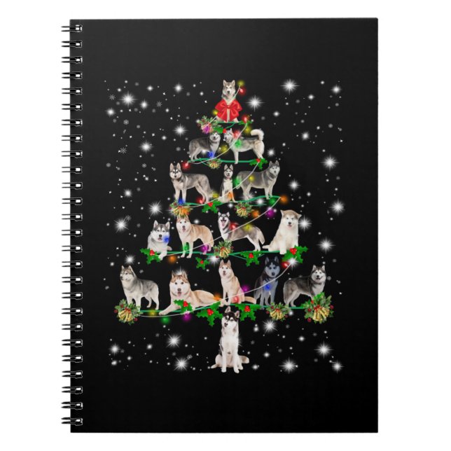 Husky Christmas Tree Covered By Flashlight Notebook (Front)