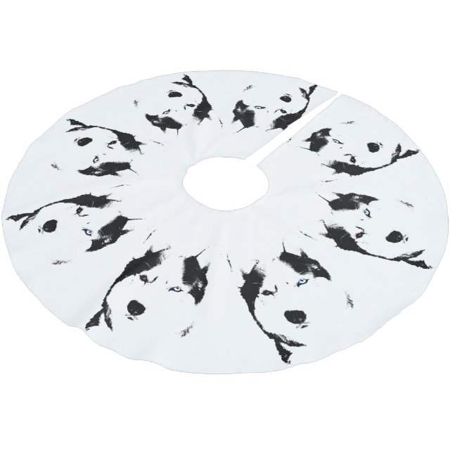 Husky Christmas Tree Skirt Sled Dog Tree Skirts (Angled)