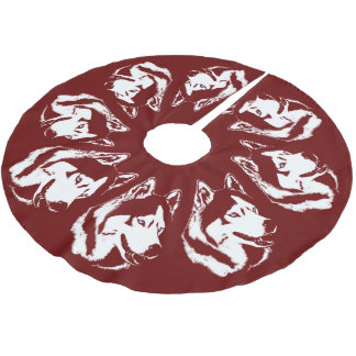 Husky Christmas Tree Skirt Sled Dog Tree Skirts