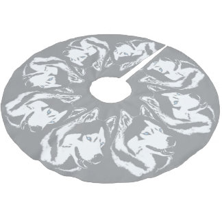 Husky Christmas Tree Skirt Sled Dog Tree Skirts