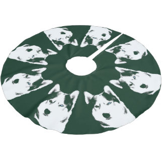 Husky Christmas Tree Skirt Sled Dog Tree Skirts