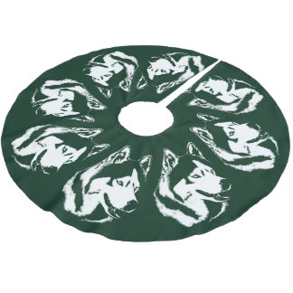 Husky Christmas Tree Skirt Sled Dog Tree Skirts