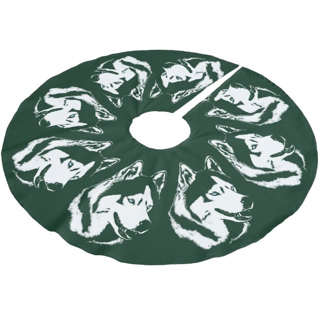 Husky Christmas Tree Skirt Sled Dog Tree Skirts (Angled)