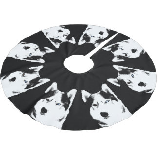 Husky Christmas Tree Skirt Sled Dog Tree Skirts
