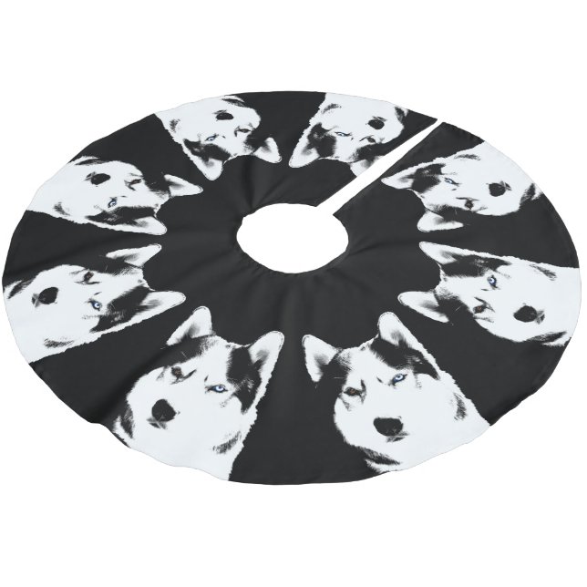 Husky Christmas Tree Skirt Sled Dog Tree Skirts (Angled)