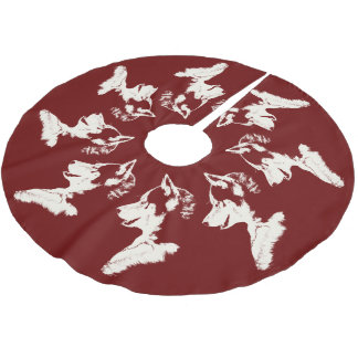 Husky Christmas Tree Skirt Sled Dog Tree Skirts