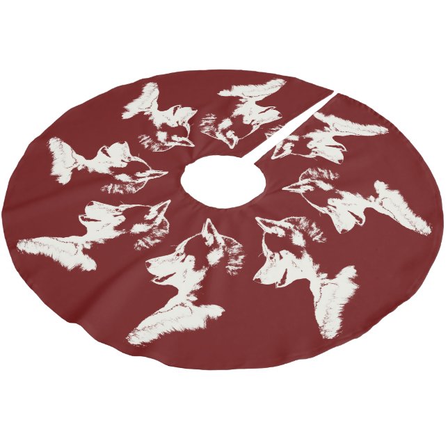 Husky Christmas Tree Skirt Sled Dog Tree Skirts (Angled)