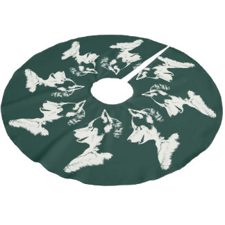 Husky Christmas Tree Skirt Sled Dog Tree Skirts