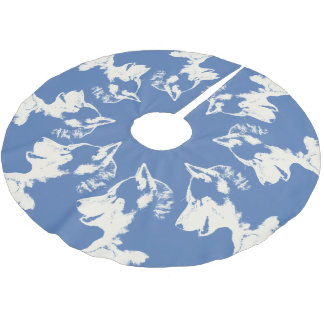 Husky Christmas Tree Skirt Sled Dog Tree Skirts
