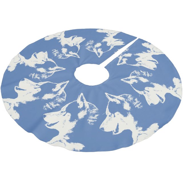 Husky Christmas Tree Skirt Sled Dog Tree Skirts (Angled)