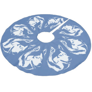 Husky Christmas Tree Skirt Sled Dog Tree Skirts