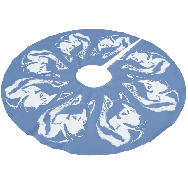 Husky Christmas Tree Skirt Sled Dog Tree Skirts (Angled)