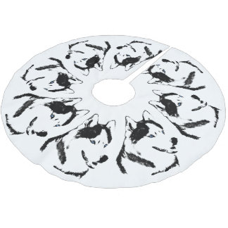 Husky Christmas Tree Skirt Sled Dog Tree Skirts
