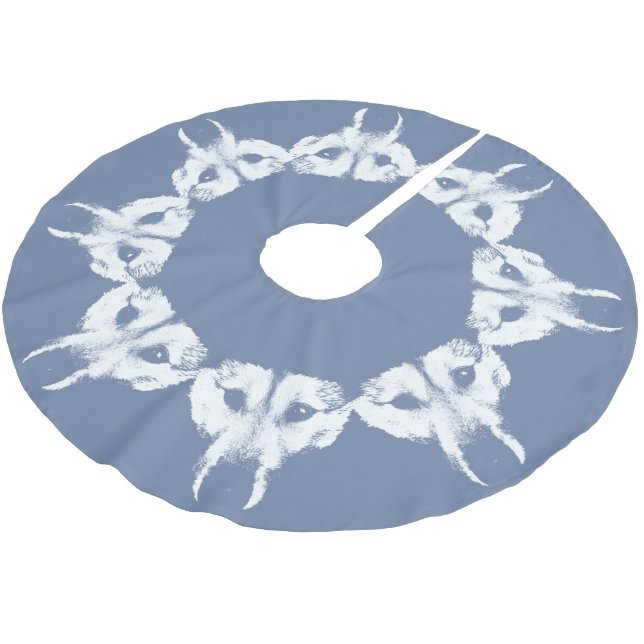Husky Christmas Tree Skirt Wolf Pup Tree Skirts (Angled)