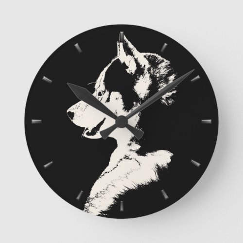 Husky Clock Gifts Decor Sled Dog Wall Clock