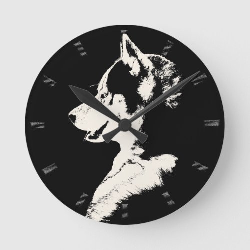 Husky Clock Gifts Decor Sled Dog Wall Clock