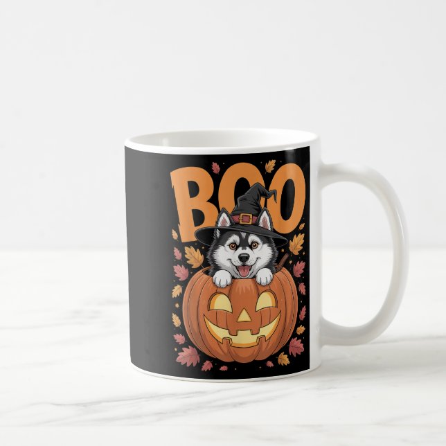 Husky Costume On Pumpkin Halloween Siberian Husky  Coffee Mug (Right)