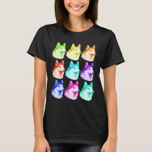 Husky Cute Dog Colorful Art Puppy T-Shirt
