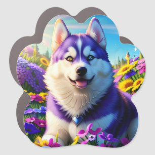 Husky Cute Puppy Dog Car Magnet