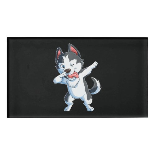 Husky  Dabbing Siberian Husky Lover Boys Kids Dab Name Tag