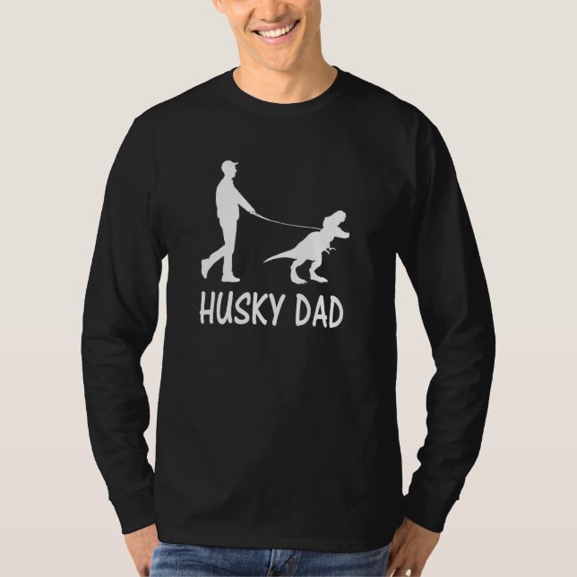 Husky Dad Dinosaur Siberian Husky Dog Owner Funny  T-Shirt (Front)