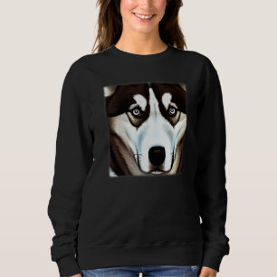 Husky design dog imprint artwork face with Siberia Sweatshirt