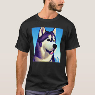 Husky design dog imprint artwork face with Siberia T-Shirt