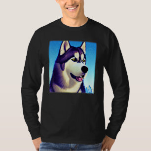 Husky design dog imprint artwork face with Siberia T-Shirt