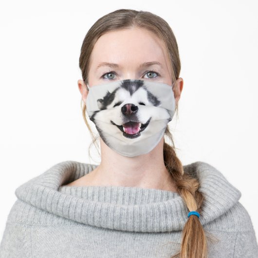 Husky Dog Adult Cloth Face Mask (Worn)