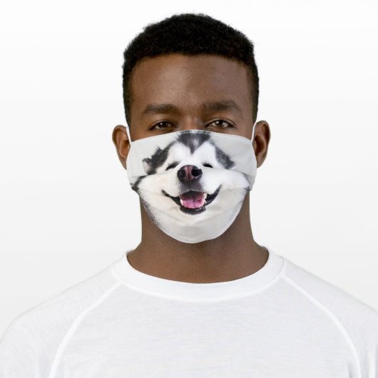Husky Dog Adult Cloth Face Mask (Worn)