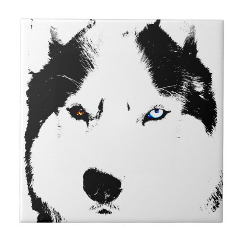 Husky Dog Art Ceramic Tile Malamute Wolf Dog Gifts