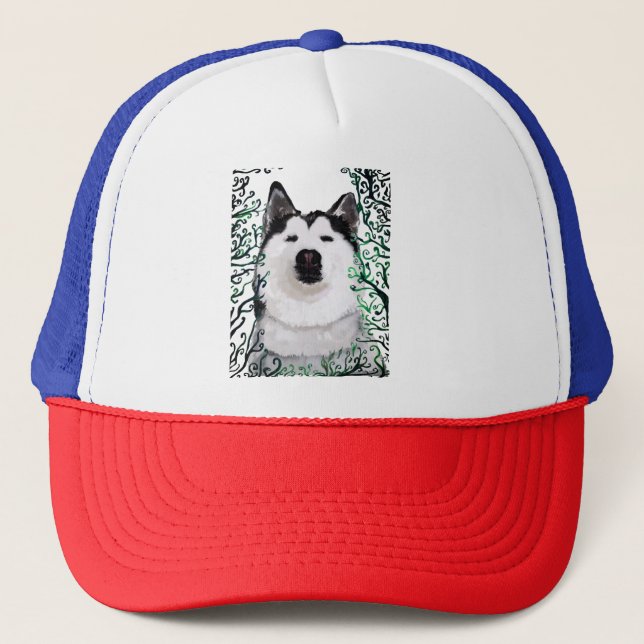 Husky Dog Art Trucker Hat (Front)