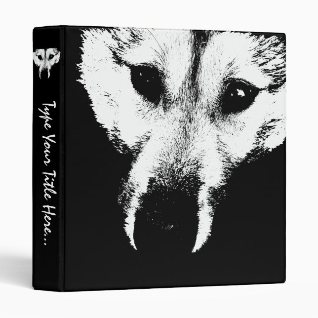 Husky Dog Binder Wolf Husky Art School Supplies (Front/Spine)