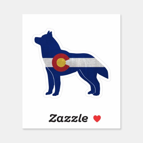Husky Dog Breed Colorado Flag Silhouette Sticker
