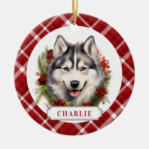 Husky Dog Ceramic Circle Ornament