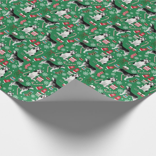 Husky Dog Christmas holiday Wrapping Paper (Corner)