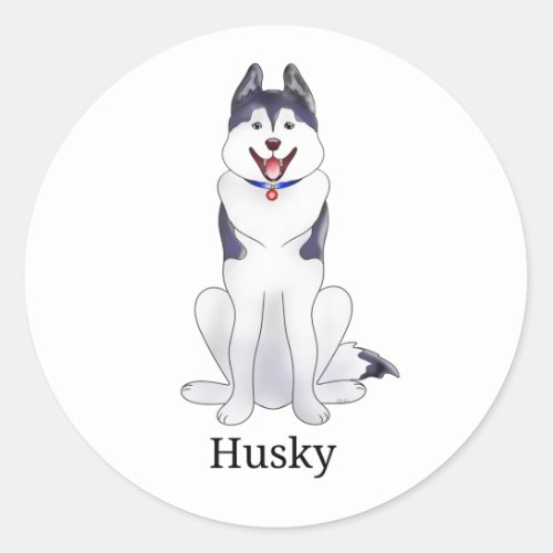 Husky Dog  Classic Round Sticker