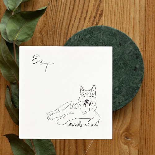 Husky Dog Cocktail wedding napkins 