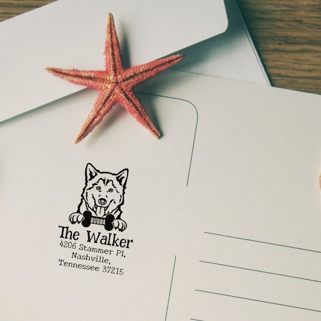 Husky Dog, Custom Return Address,  Rubber Stamp (Creator Uploaded)