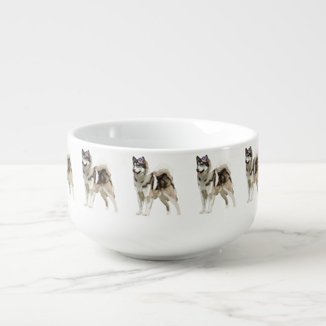 Husky Dog Digital  Art Soup Mug (Front)