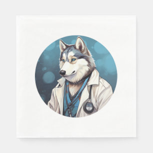 Husky Dog Doctor Napkins