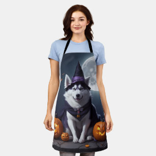 Husky Dog Halloween Adventure Moonlit Magic Spooky Apron