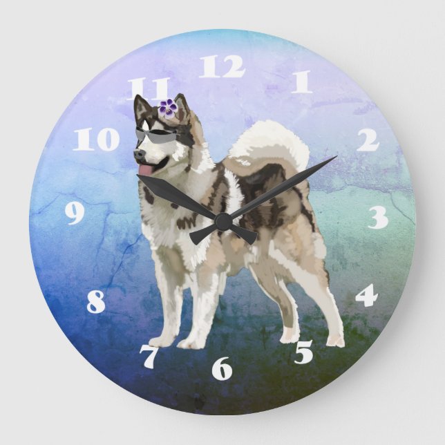 Husky Dog, Husky Art   Wall Clock (Front)