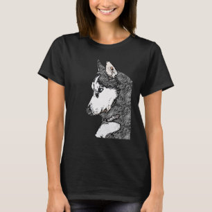Husky dog imprint artwork face with Siberian Husky T-Shirt
